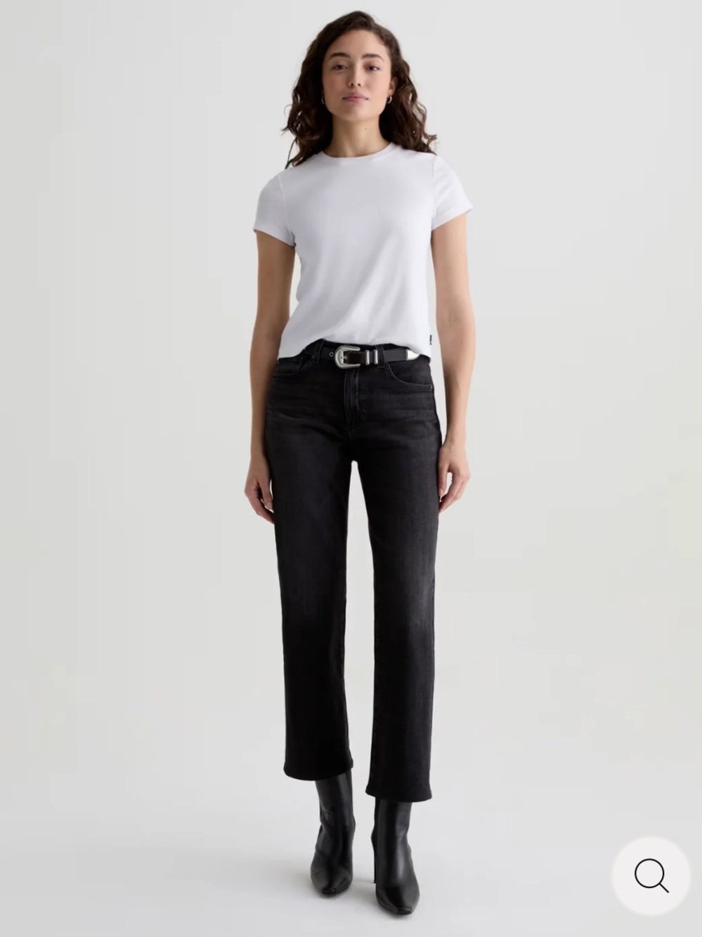 Ag Adriano Goldschmied Black Mid-Rise Straight Jeans - Nebula